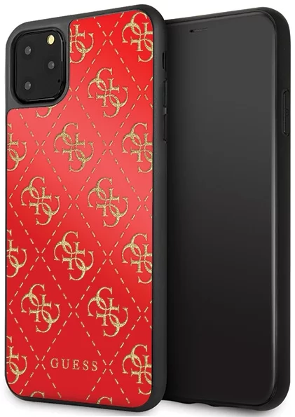 Maska Guess iPhone 11 Pro Max red hard case 4G Double Layer Glitter (GUHCN654GGPRE)