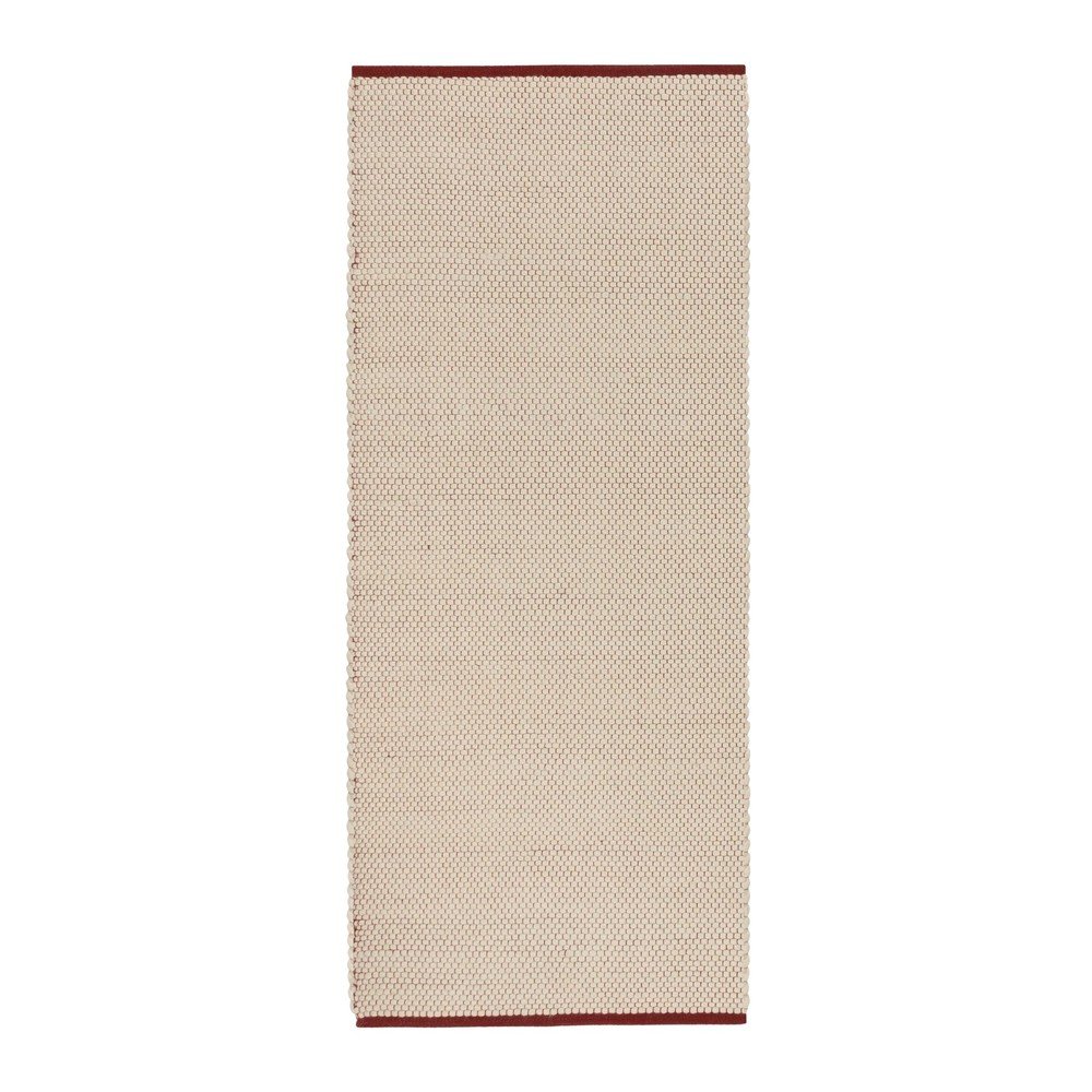 Crvena/bež ručno rađena vunena staza 80x170 cm Lenu – noo.ma