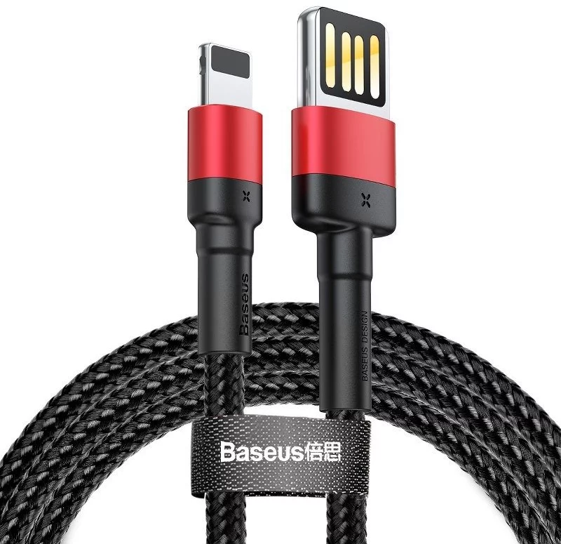 Kabel Baseus Cafule Double-sided USB Lightning Cable 2,4A 1m (Black+Red)