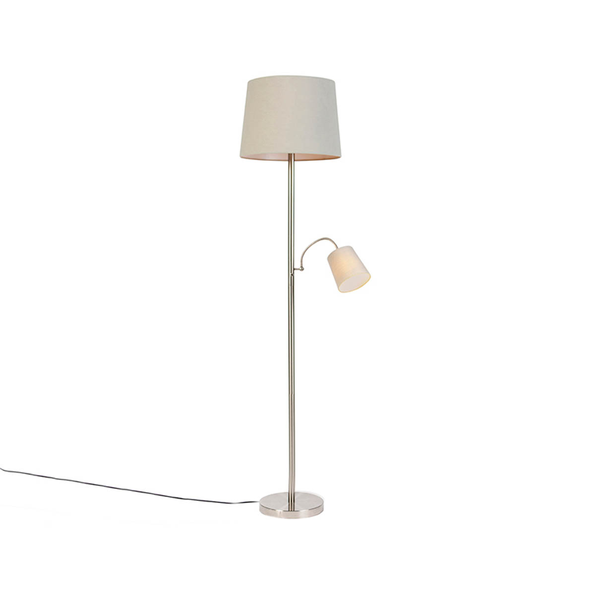 Pametna podna lampa od čelika s sivom sjenilom, uključujući Wi-Fi A60 i E14 - Retro