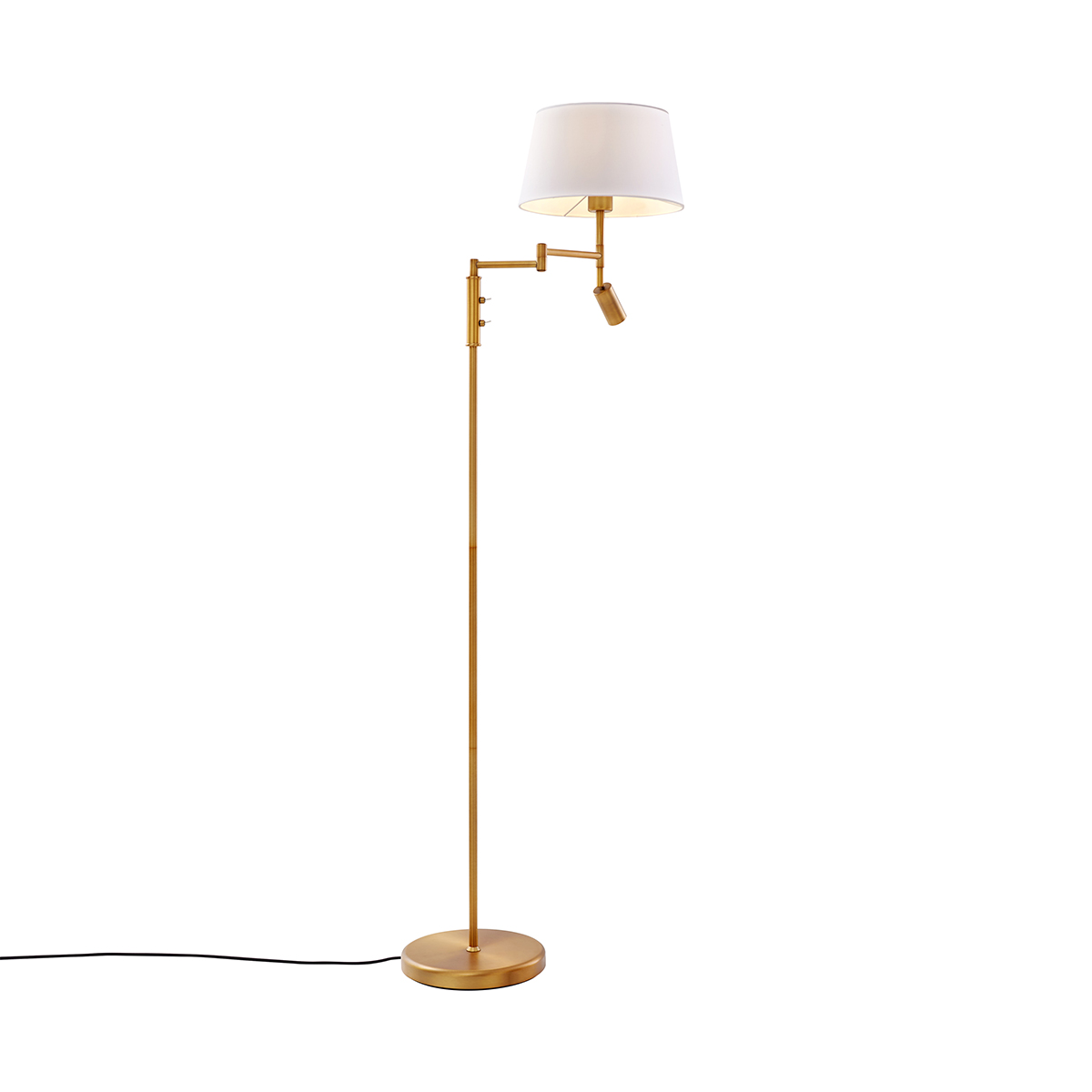 Podna lampa brončana s bijelom nijansom i podesivom lampom za čitanje - Ladas