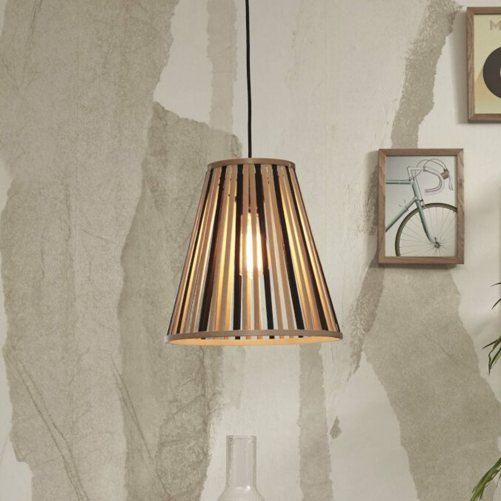 GOOD & MOJO Merapi pendelum stožac 30cm prirodno/crno