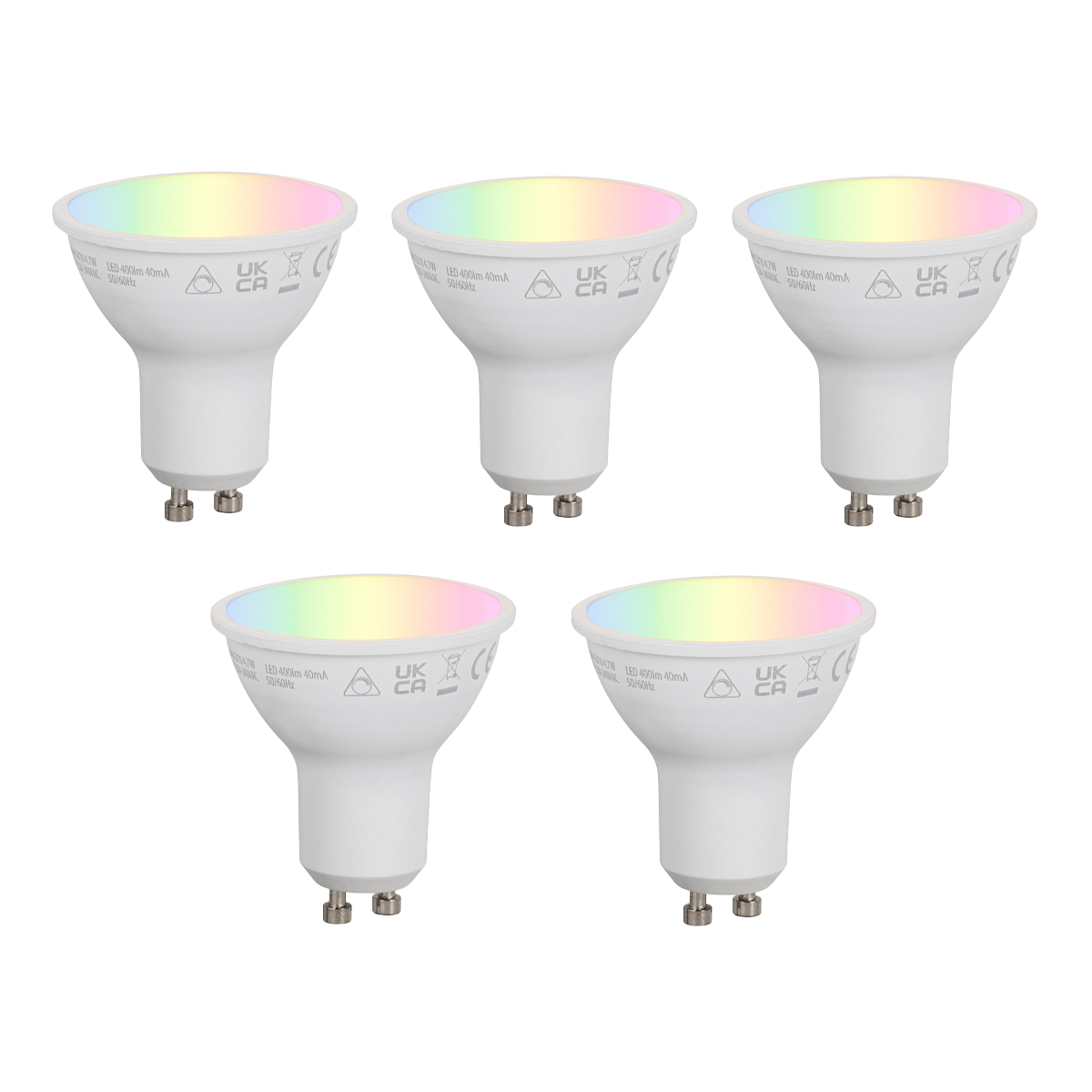 Set od 5 pametnih GU10 50mm prigušivih LED žarulja Opal RGBW 4.7W 400 lm 2700-6500K Zigbee