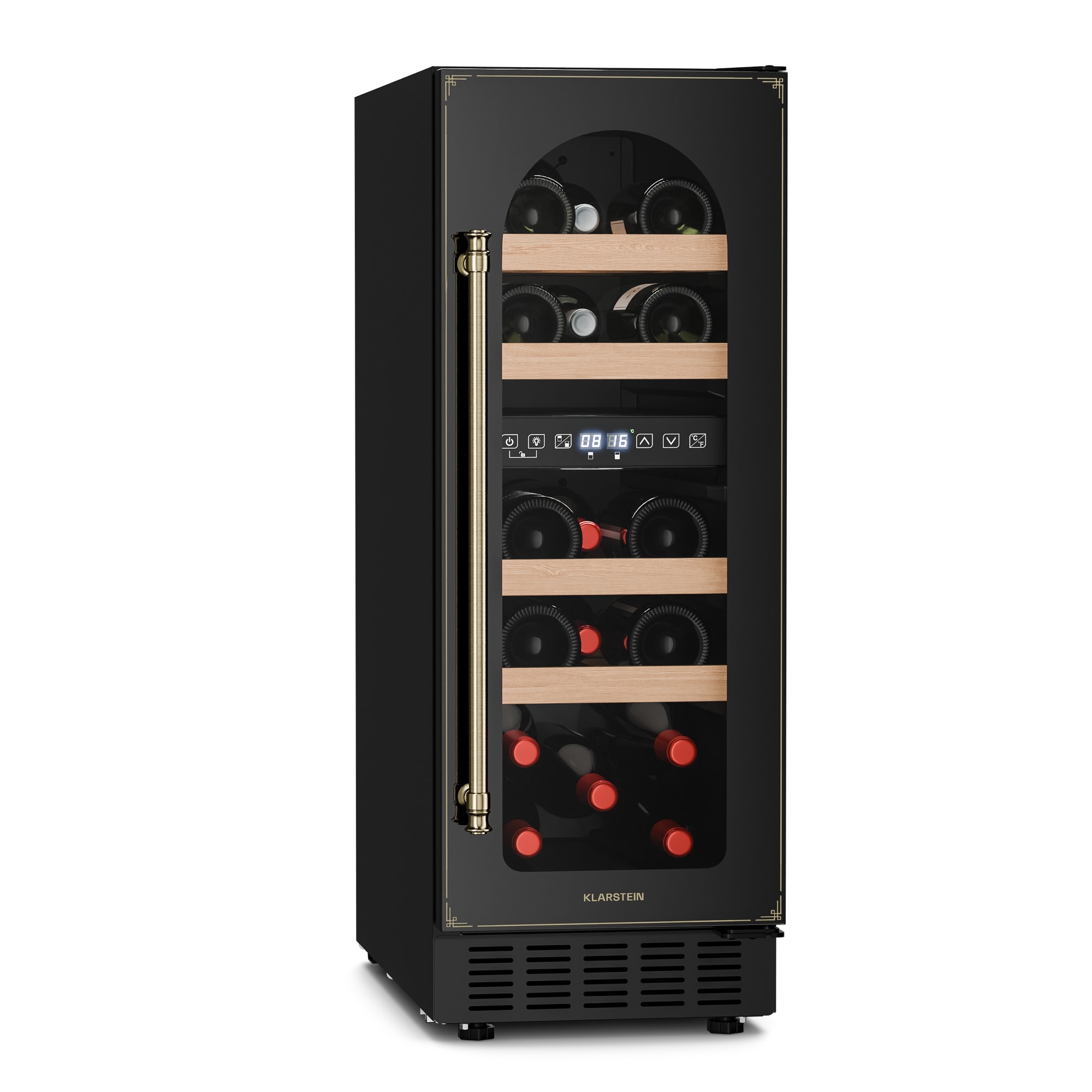 Klarstein Vinovilla 17 Built-In Duo Vilhelmine Edition, vinska vitrina, 17 boca, 3 boje, staklena vrata