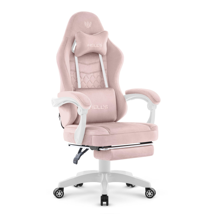 Roza baršunasta fotelja s osloncem za noge HELLS CHAIR HC-1015