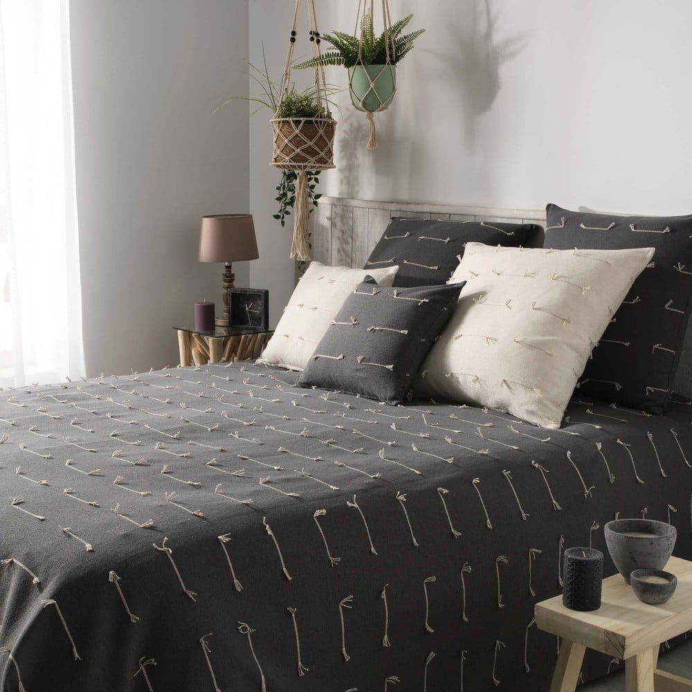 Antracitno sivi prekrivač 180x220 cm Fileo – douceur d'intérieur
