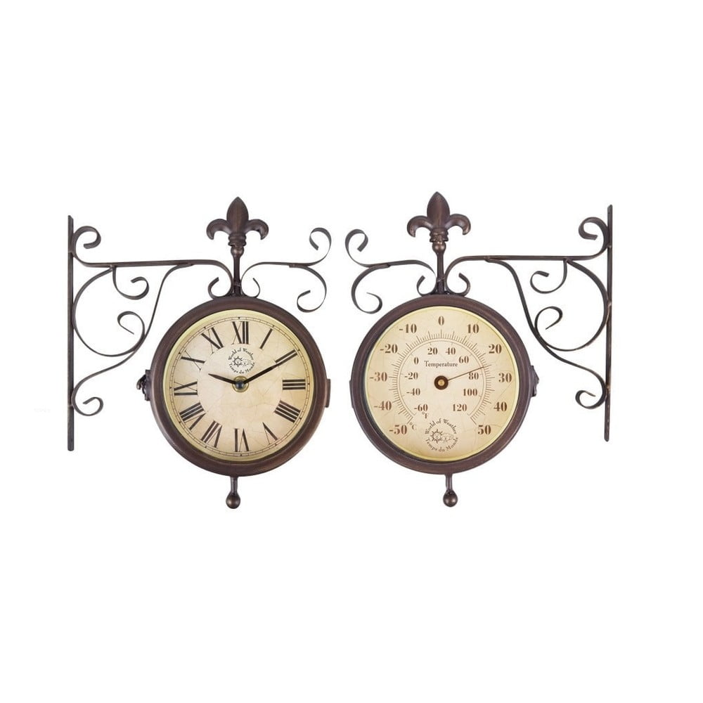 Zidni sat s termometrom Esschert Design Rustic
