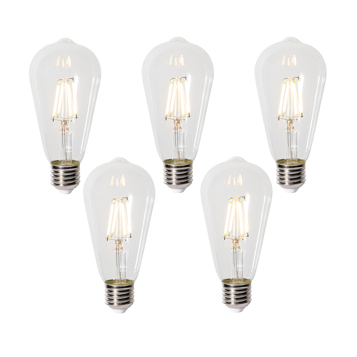 Set od 5 E27 prigušivih LED žarulja ST64 prozirne 5W 600 lm 2700K