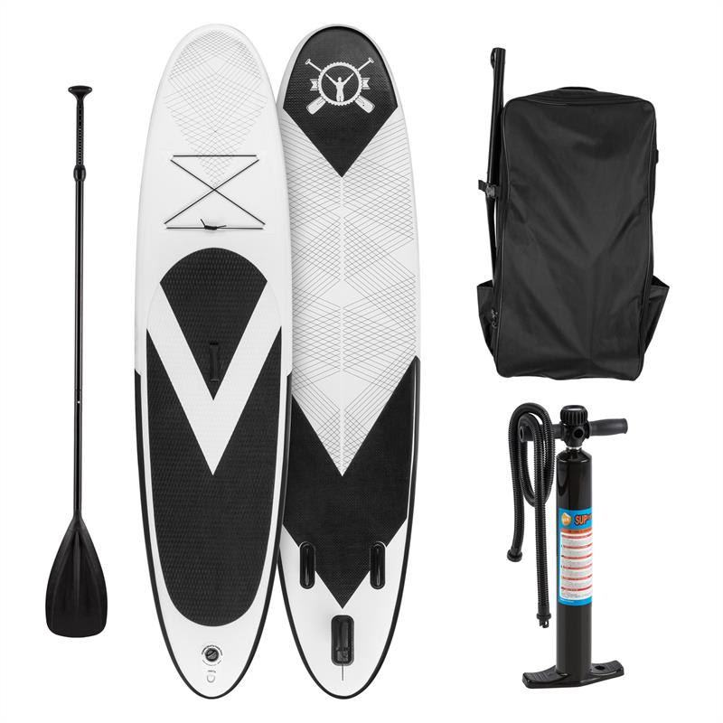 KLARFIT Spreestar, crno-bijela, daska za veslanje na napuhavanje, SUP set, 300x10x71cm