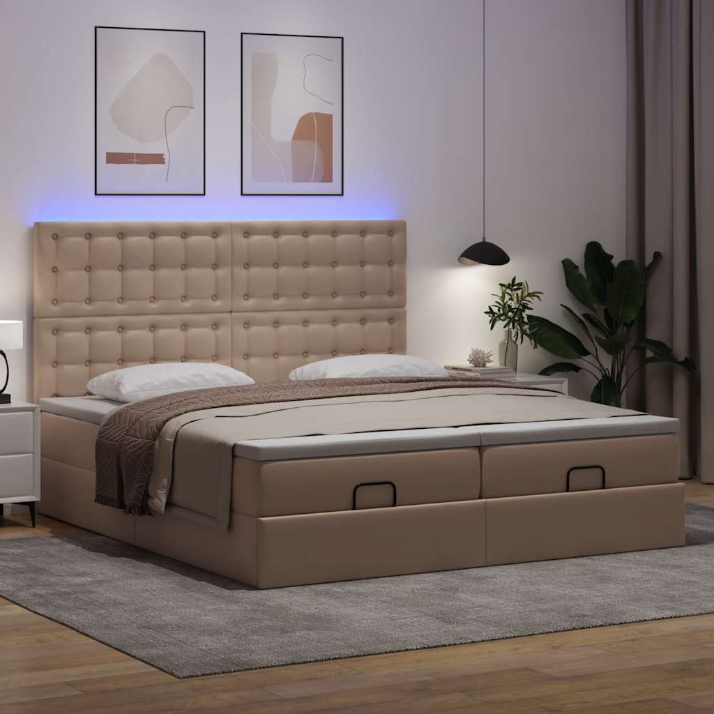 Okvir kreveta s madracima cappuccina 200x200 cm umjetna koža