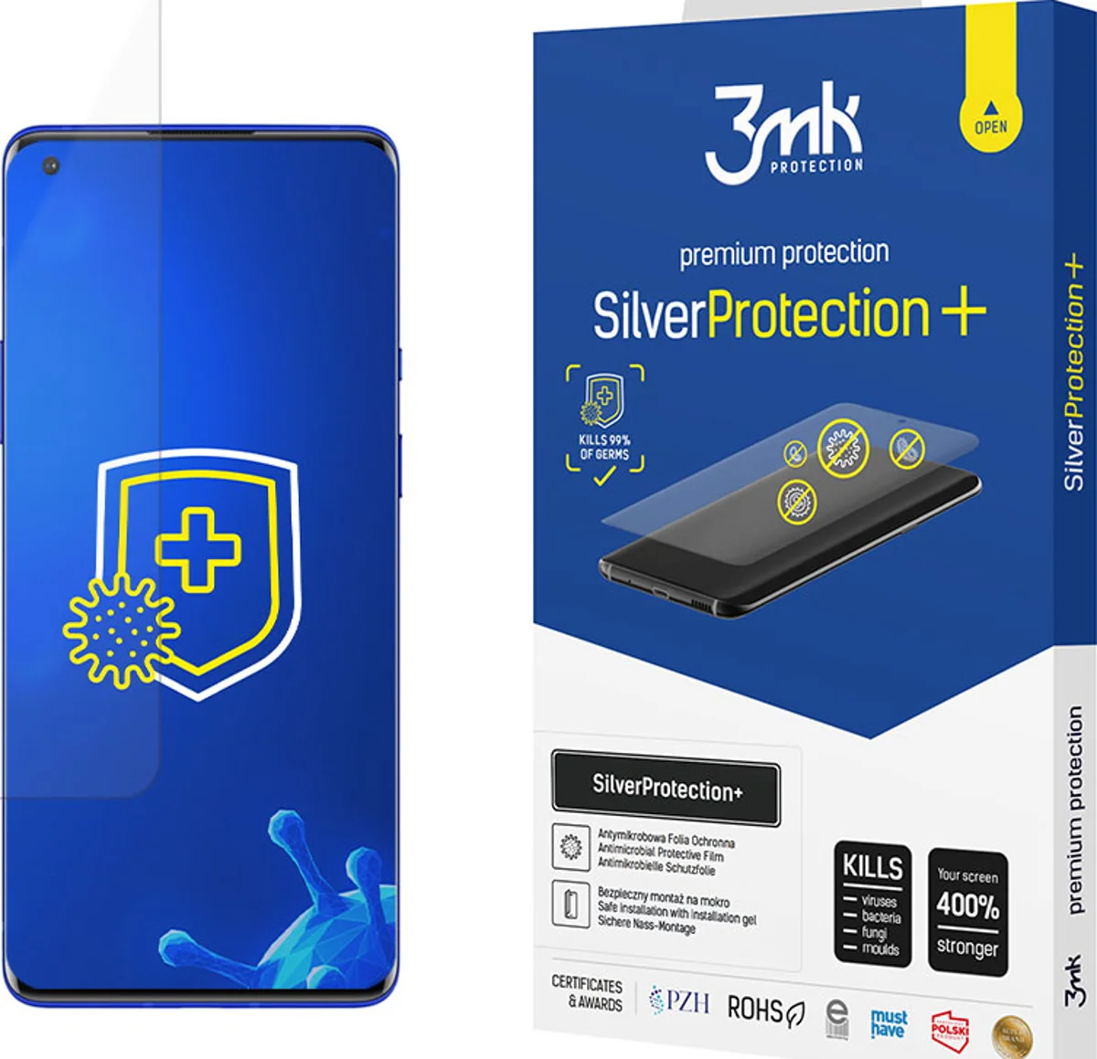 Zaštitna folija 3MK Silver Protect+ OnePlus 9 Wet-mounted Antimicrobial film