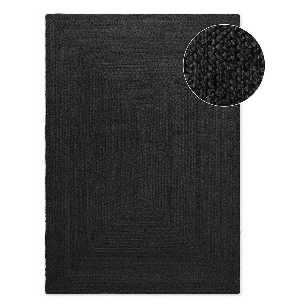 Crni obostrani/ručno rađen juten tepih 80x150 cm Juno – Hanse Home