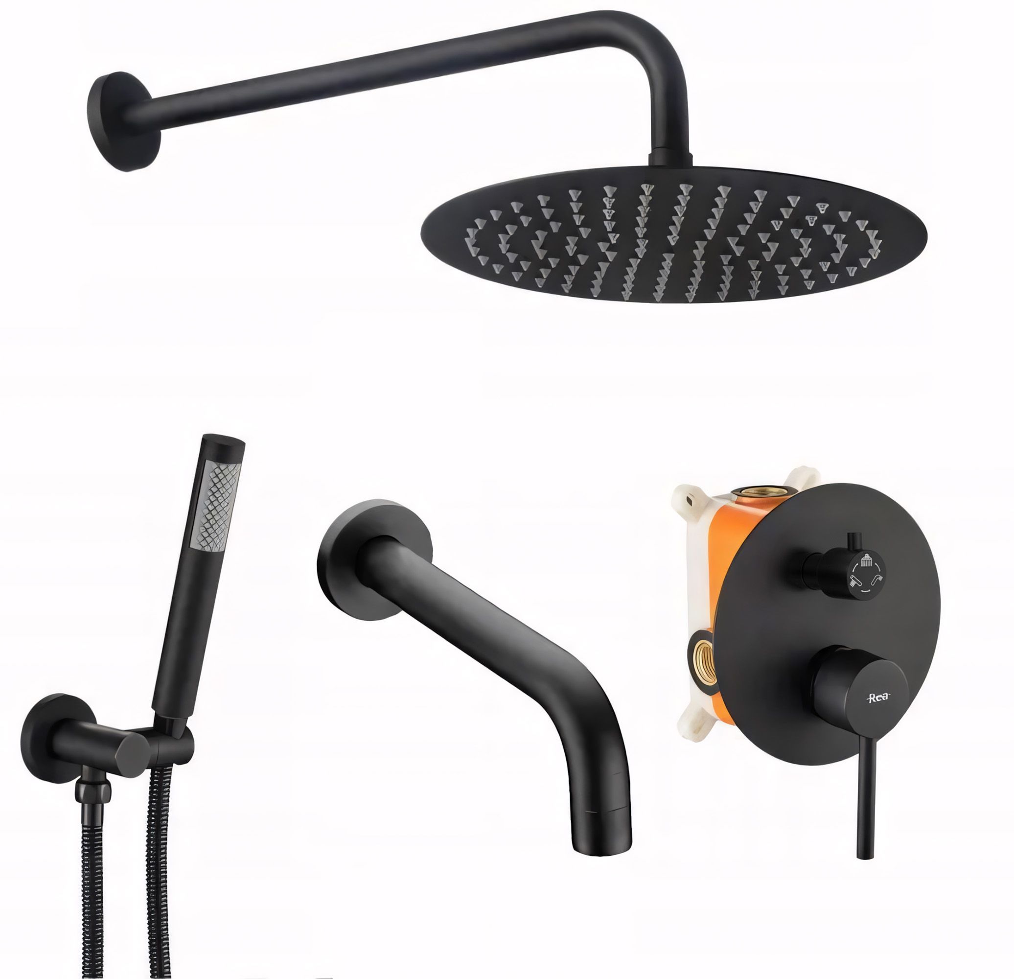 Set kada-tuš podžbukni Rea Lungo Black crni+ BOX