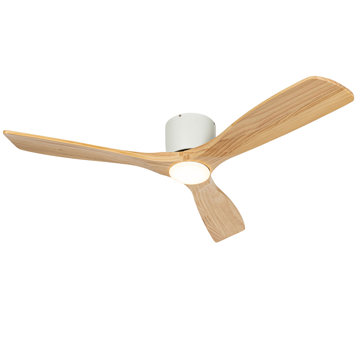 Stropni ventilator bijeli s drvom 131,5 cm uklj. LED prigušiv s daljinskim upravljačem - Jerri
