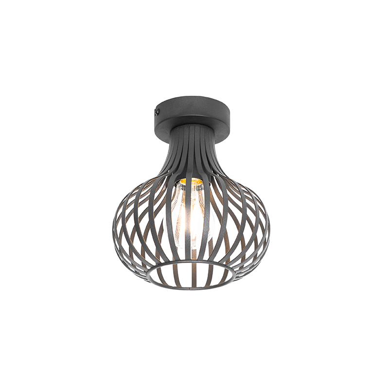 Moderna stropna svjetiljka crna 18 cm - Saffira