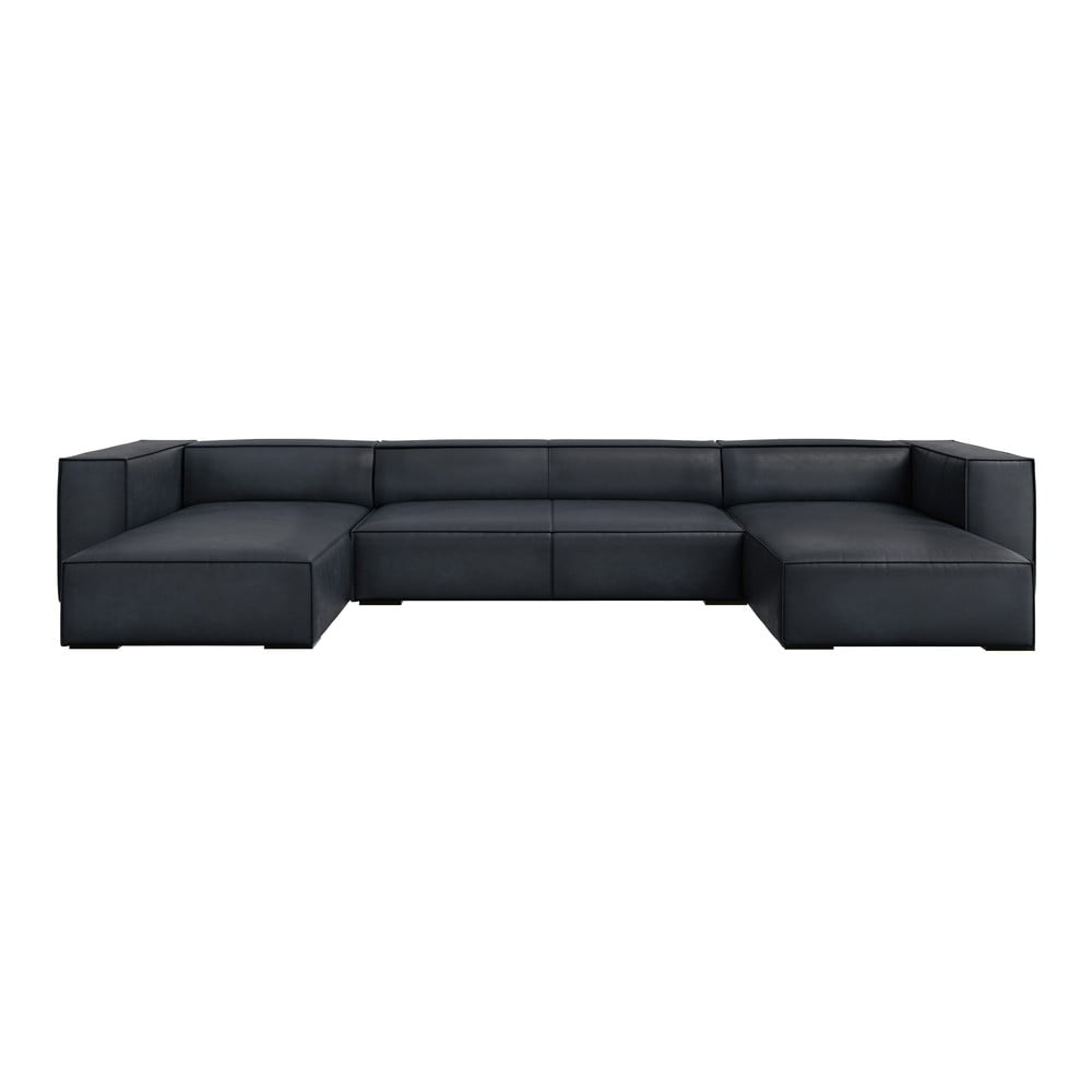 Tamno plava kožna kutna garnitura (u obliku slova "U") Madame – Windsor & Co Sofas