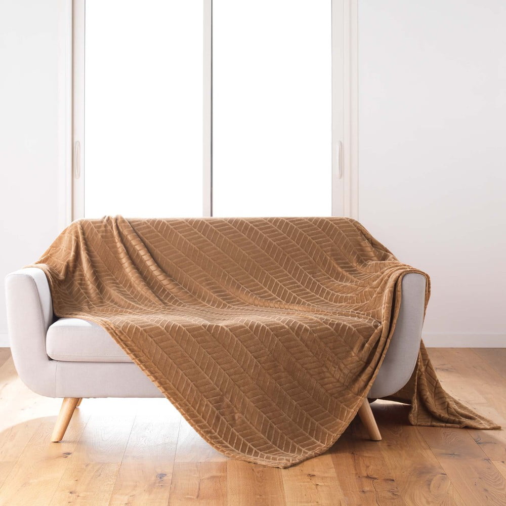 Smeđi prekrivač od mikroflanela 180x220 cm Arya – douceur d'intérieur