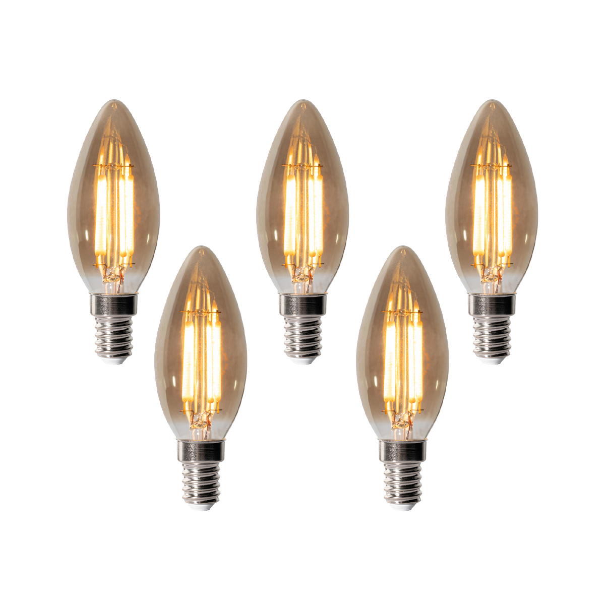 Set od 5 E14 prigušivih LED žarulja B35 Smoke 4W 300 lm 2200K
