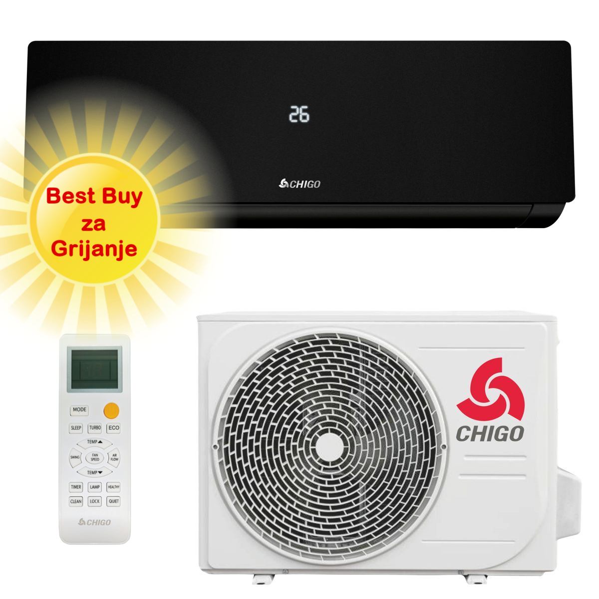 Chigo Klima Uređaj 3,5Kw Cs-35V3G-1C211Bm - S Grijačem U Vanjsk