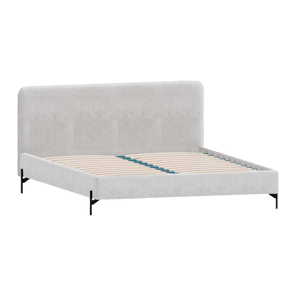 Svijetlo sivi tapecirani bračni krevet s podnicom 160x200 cm Barker – Ropez