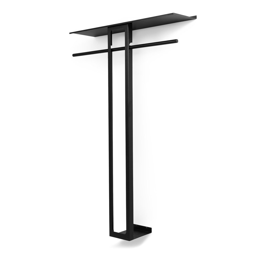 Crna željezna zidna vješalica s policom 100 cm Luno Large – Spinder Design