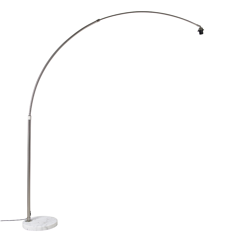Lampa s lukom od čelika s bijelom mramornom bazom, podesiva - XXL