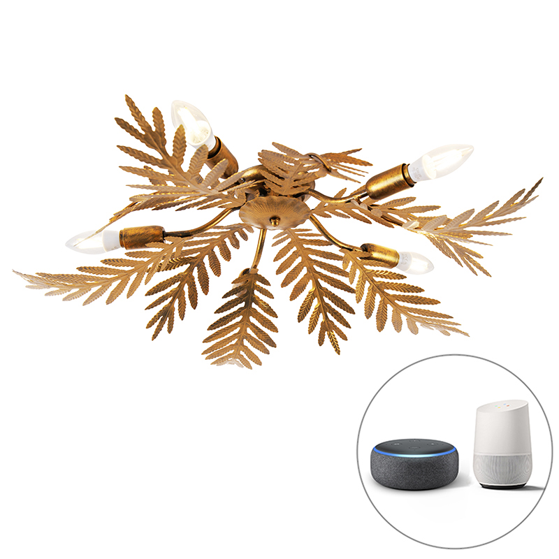 Vintage pametna stropna svjetiljka zlatna 70 cm uklj. 5 WiFi B35 - Botanica