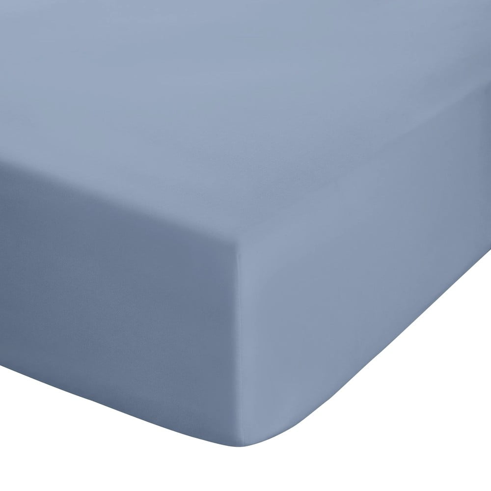 Plava plahta s gumom od perkala 90x190 cm Easy Iron Percale – Catherine Lansfield