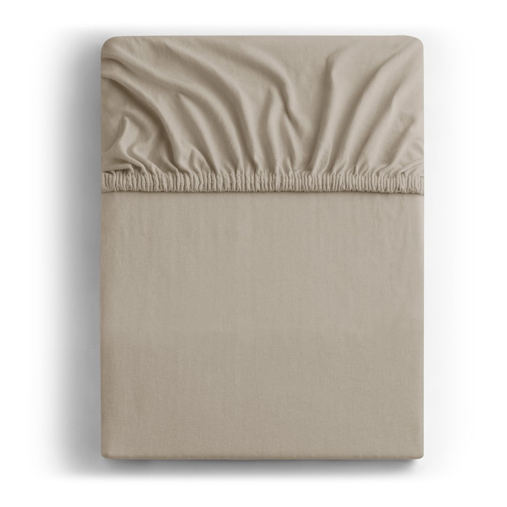 Svjetlo smeđa plahta s gumom od jeseya 220x200 cm Amber – Restilo