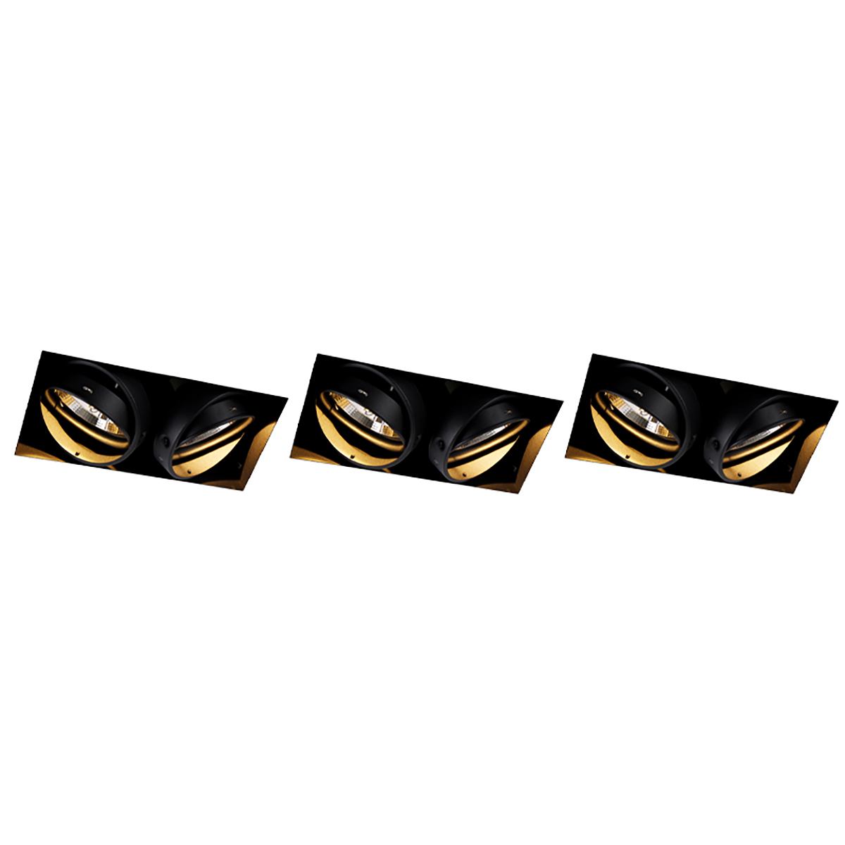 Set od 3 ugrađenih reflektora crni GU10 AR111 bez okvira 2-svjetla - Oneon