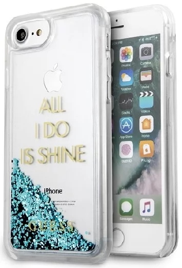 Maska Guess GUHCP7GLUQBL iPhone 6/7/8 /SE 2020 blue hard case Liquid Glitter Party (GUHCP7GLUQBL)