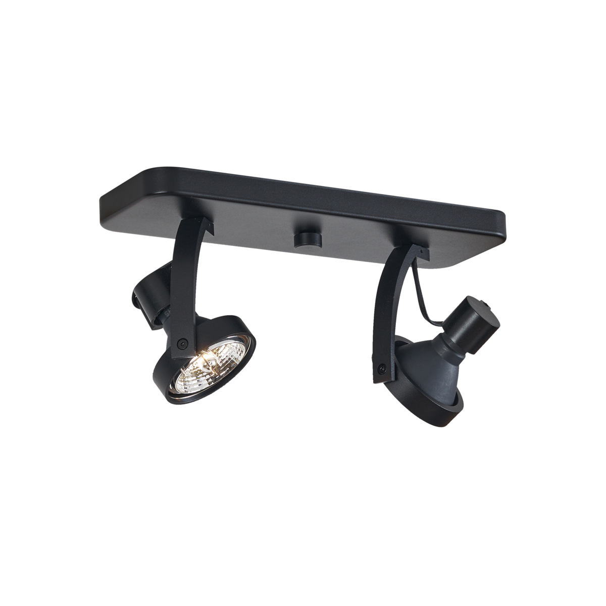 Dizajnerski stropni reflektor crni GU10 70mm 2-svjetla podesivi - Vo