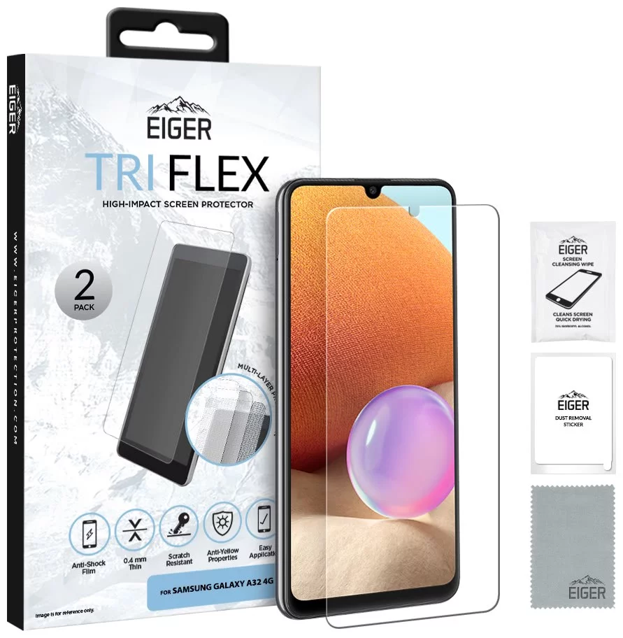 Zaštitna folija Eiger Tri Flex High-Impact Film Screen Protector (2 Pack) for Samsung Galaxy A32 4G (EGSP00751)