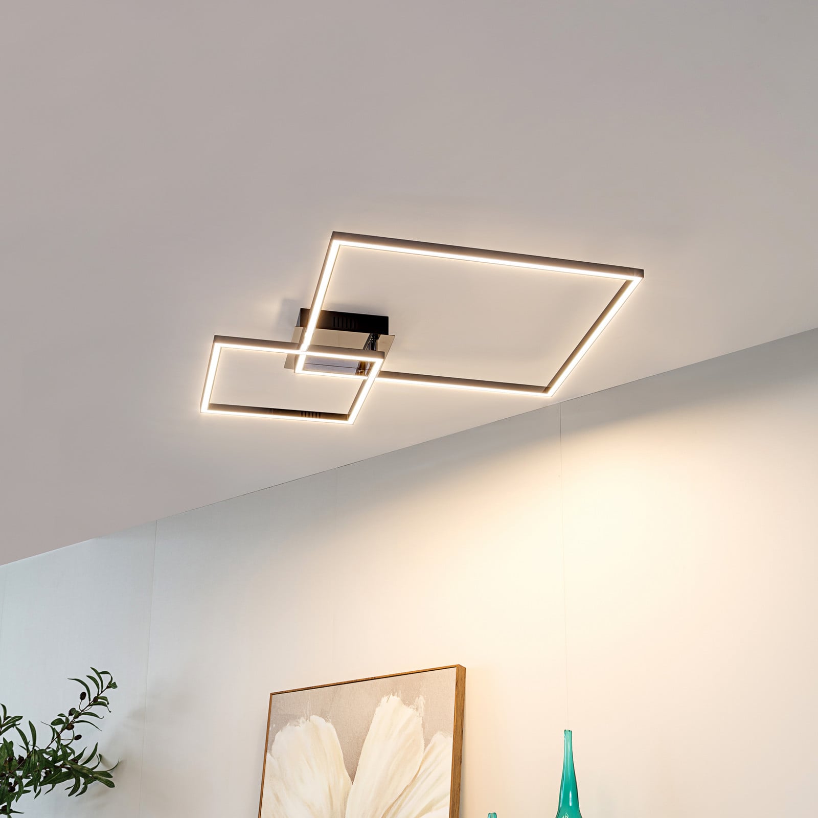 Lindby Panja LED stropna svjetiljka, 67 cm, krom boje, željezo