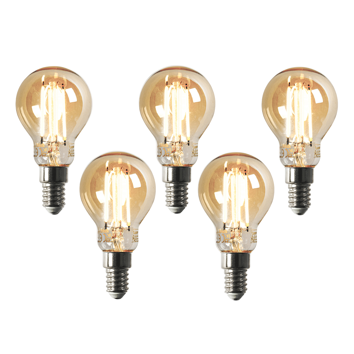 Set od 5 Smart E14 prigušljiva u Kelvin LED lampi P45 goldline 4.9W 470 lm 1800-4000K