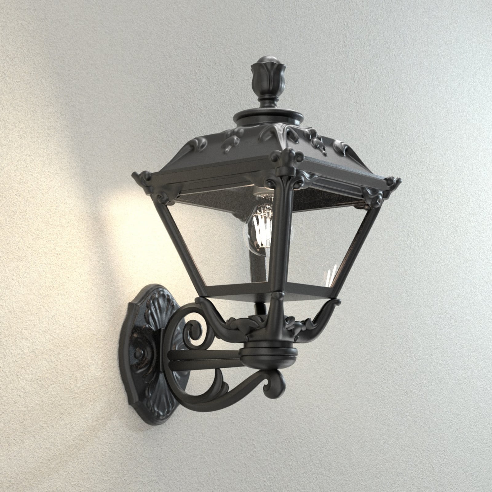 Zidna lampa Golia vanjska, crna, prozirna 2.700 K