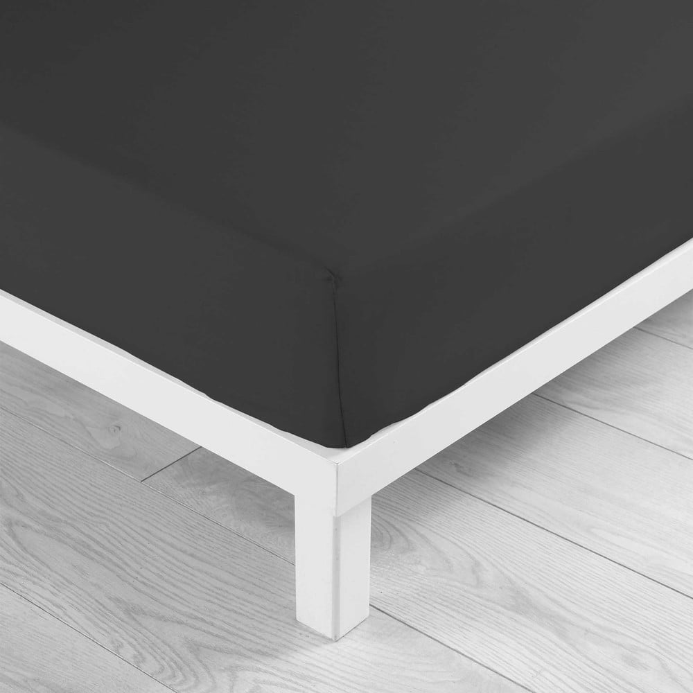 Crna pamučna plahta s gumom 90x190 cm Lina – douceur d'intérieur