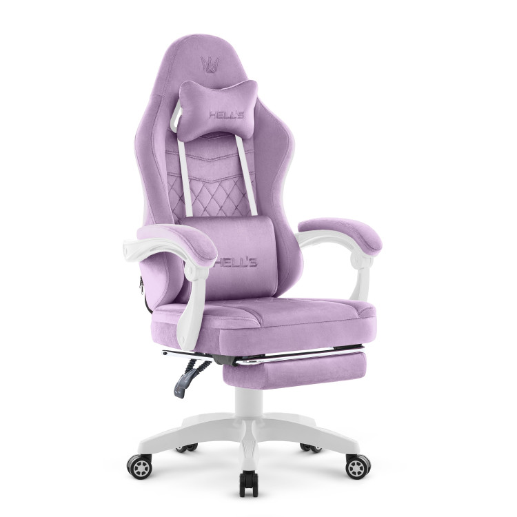 Velur ljubičasta fotelja s osloncem za noge HELLS CHAIR HC-1015