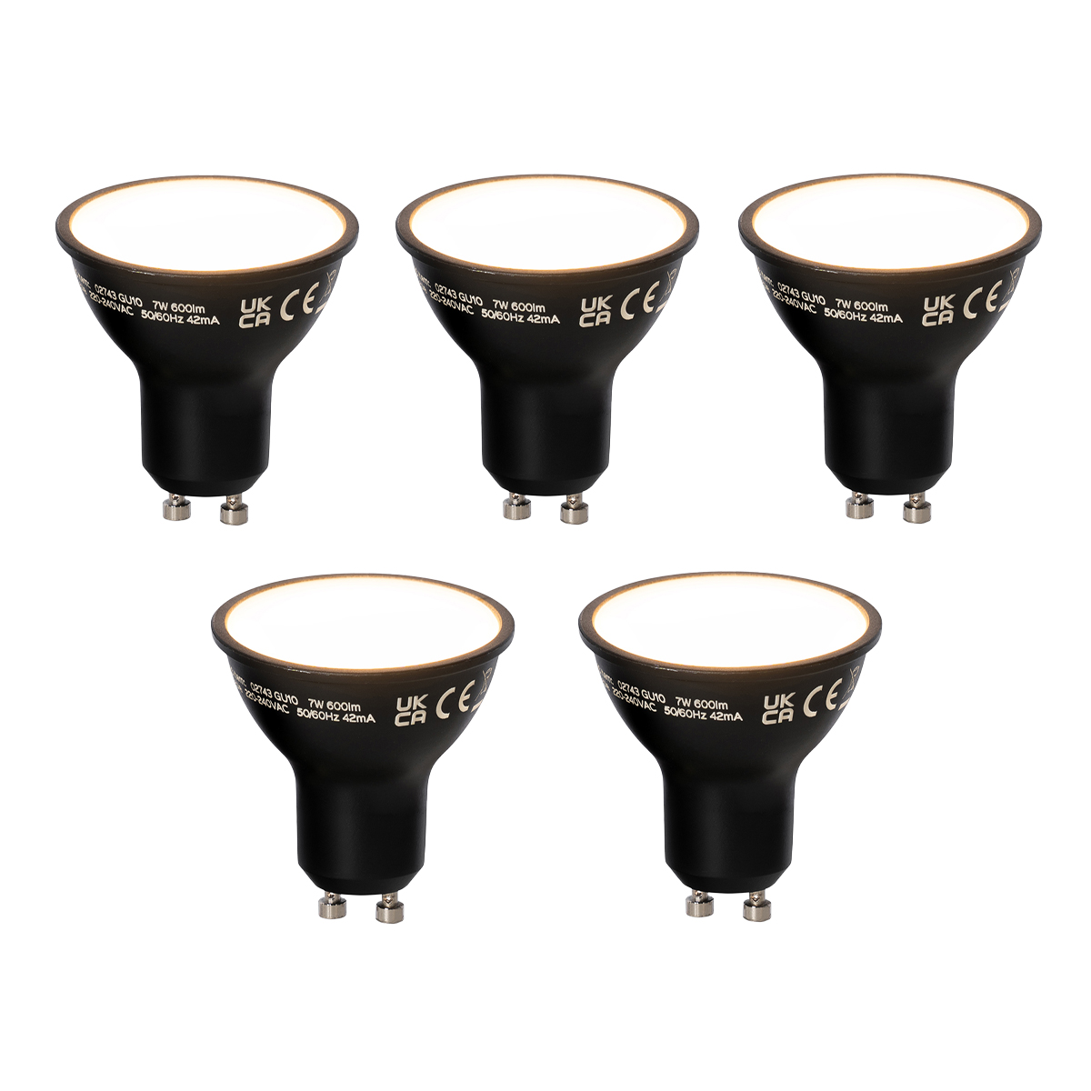 Set od 5 Smart GU10 prigušiva LED svjetiljka crna 7W 600 lm 3000K
