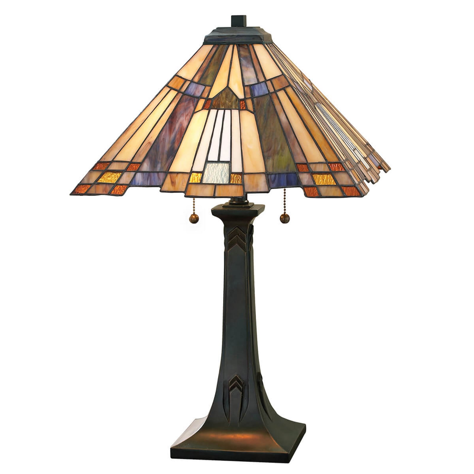 Inglenook stolna lampa sa šarenim staklom