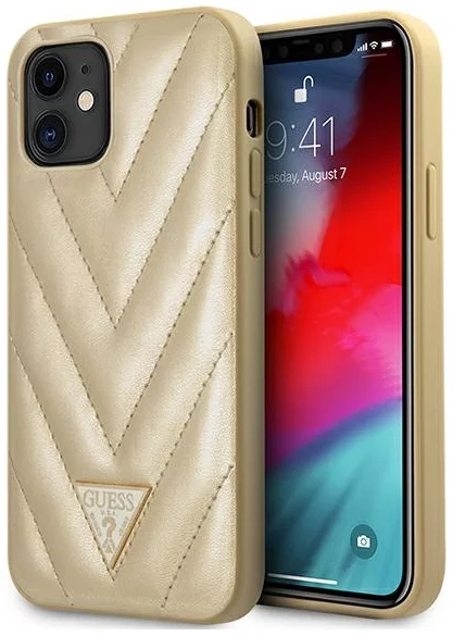 Maska Guess GUHCP12SPUVQTMLBE iPhone 12 mini 5,4" gold hardcase V-Quilted Collection (GUHCP12SPUVQTMLBE)