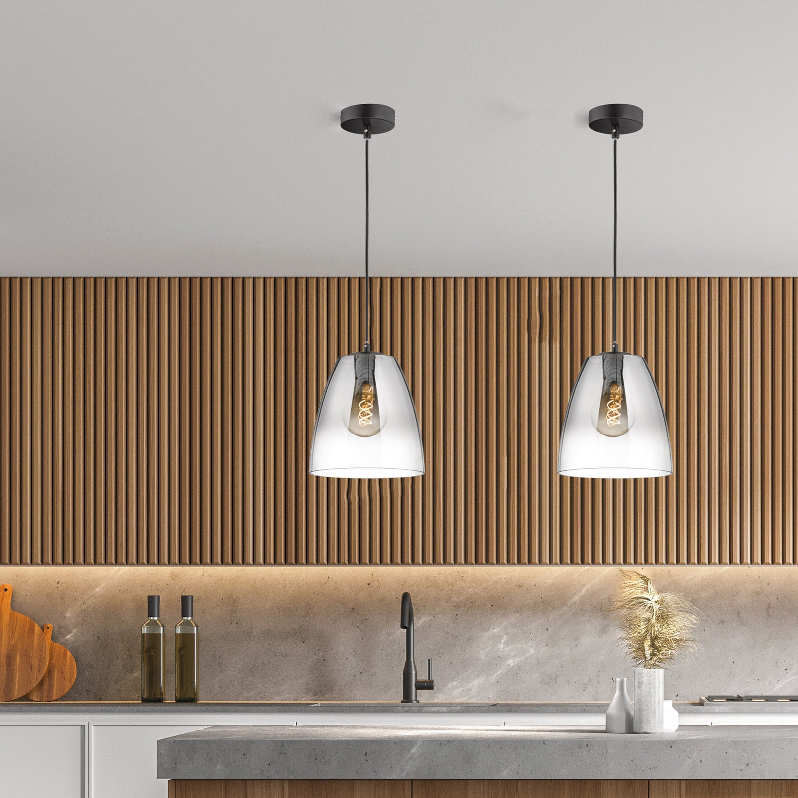 Viseća svjetiljka Miro, 1 žarulja. Staklo dim sivo/prozirno Ø20cm