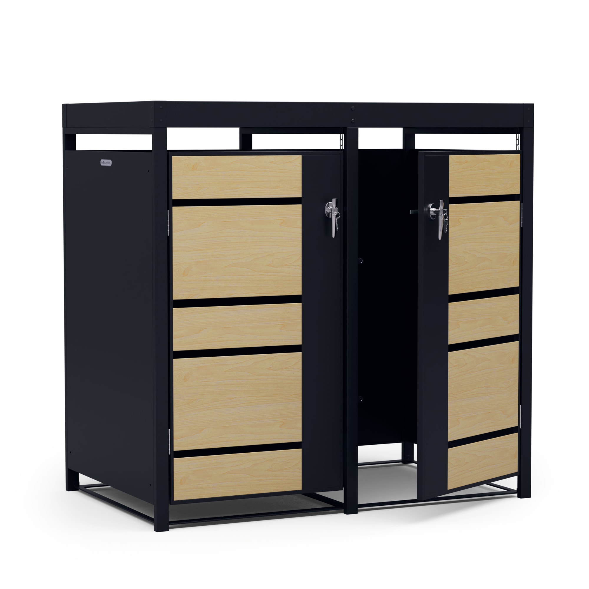 Blumfeldt BinSafe Kutija za otpatke 2 kante 240L krov za sadnju od pocinčanog čelika otporan na vremenske uvjete koji se može zaključati