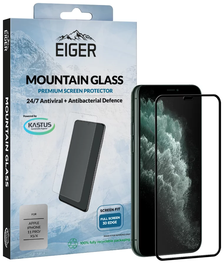 Zaštitno staklo Eiger 3D GLASS Full Screen Glass Screen Protector for Apple iPhone 11 Pro/XS/X in Clear/Black (EGSP00524)