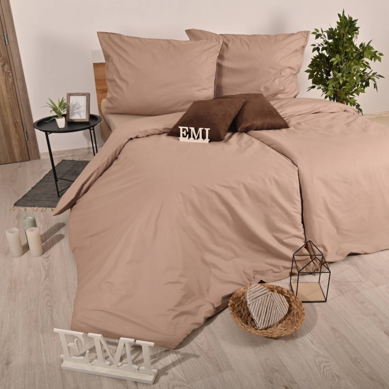 Pamučna posteljina Latte EMI, Produženi krevet za jednu osobu uključuje 1x 140x220 + 1x 70x90