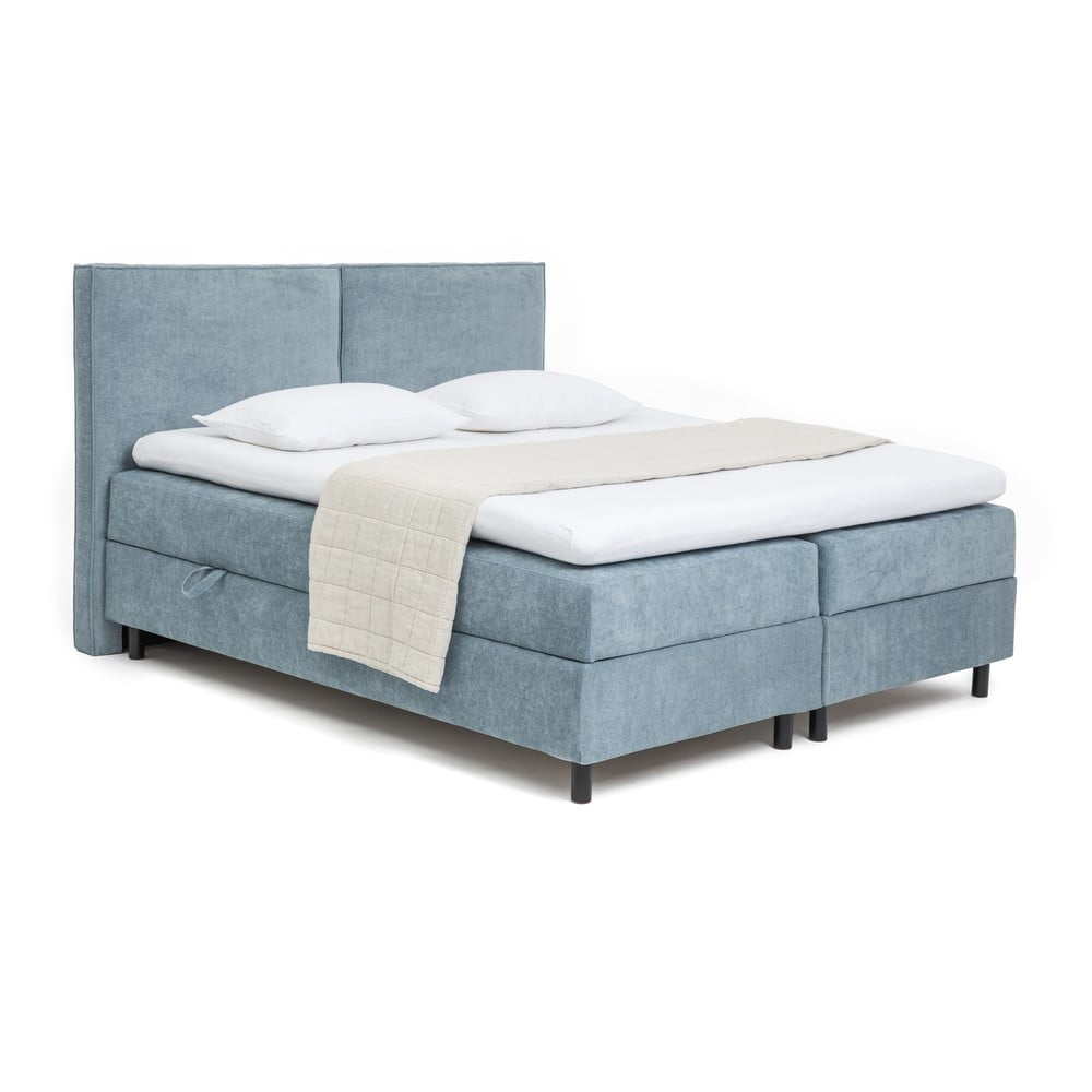 Plavi boxspring krevet s prostorom za odlaganje 180x200 cm Elva Bold – Bonami Selection