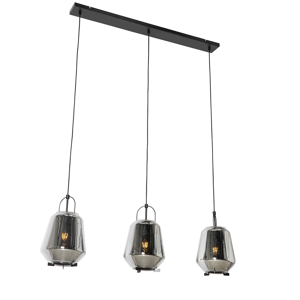 Osvjesna lampa crna s dimnim staklom 23 cm izdužena 3-svjetla - Kevin
