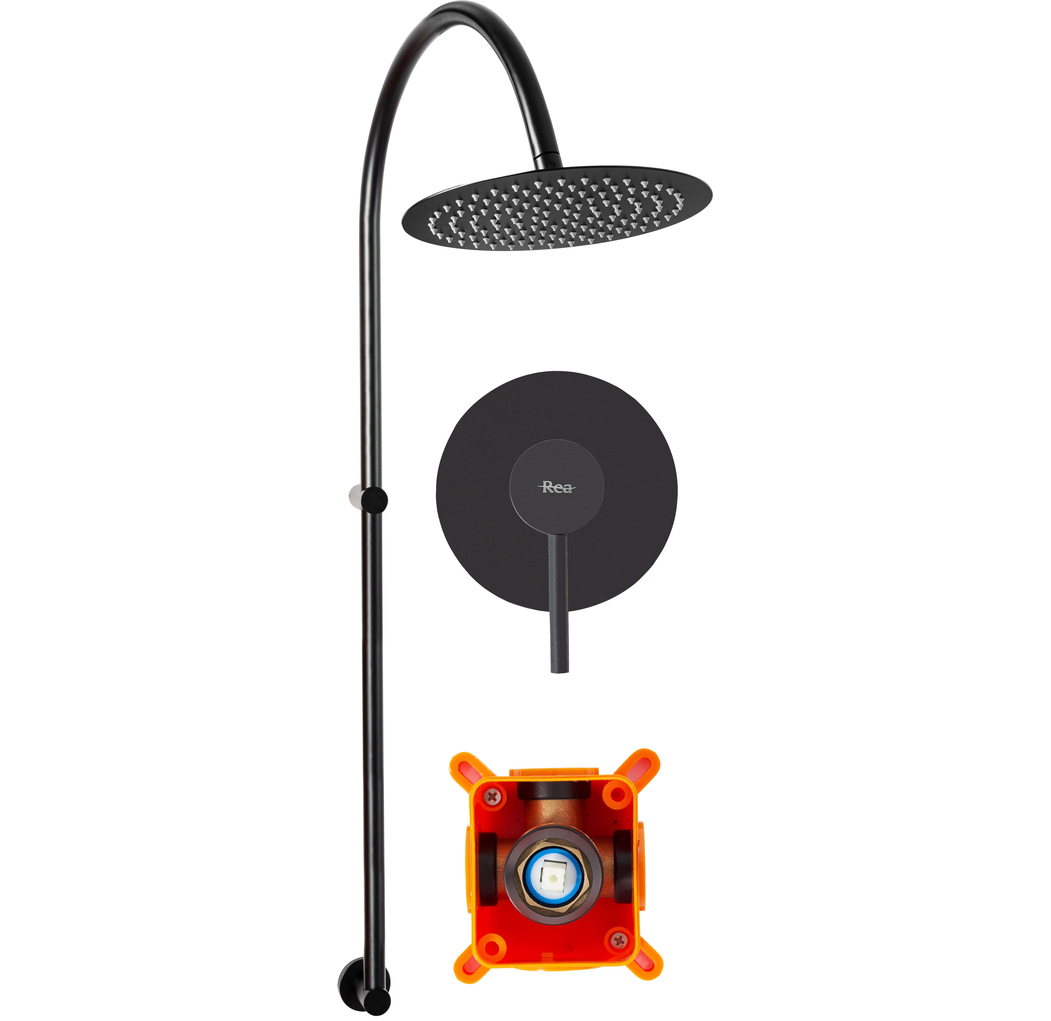 Tuš set Lugano Black Rea Flush-montiran +BOX