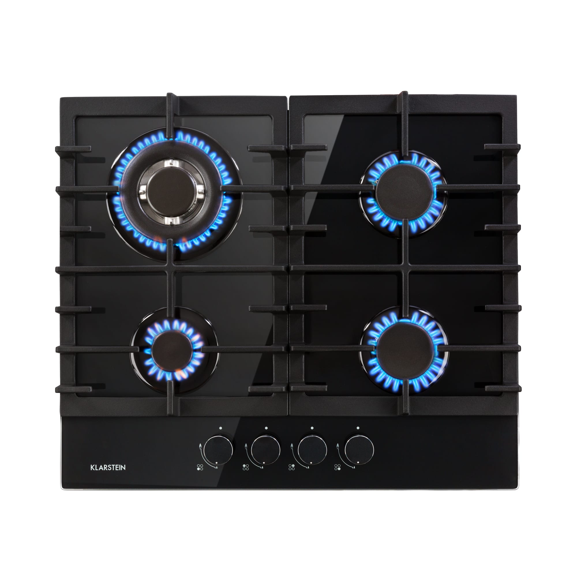 Klarstein Ignito 4, plinska ploča za kuhanje, 4 plamenika, sabaf plamenici, staklokeramika, crna