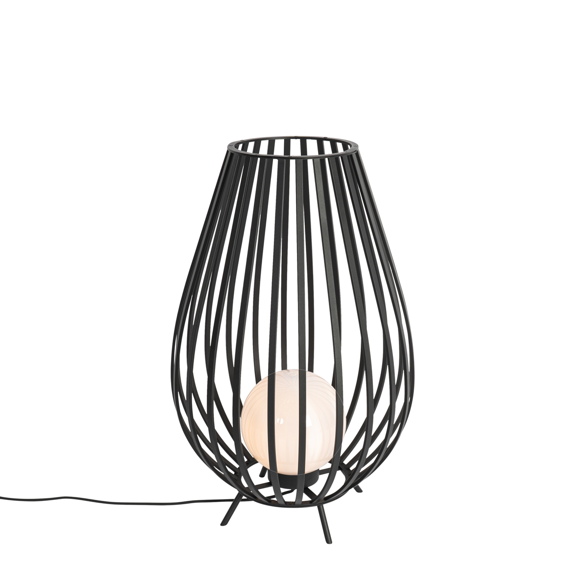 Dizajnerska podna lampa crna s opalnim staklom 70 cm - Angela